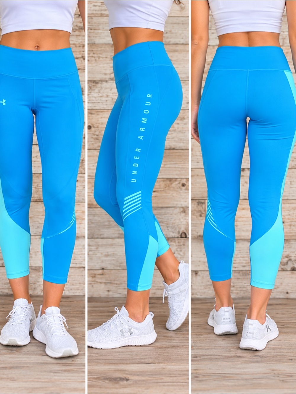 Under Armour women’s large (L) turquoise leggings cropped length workout pants